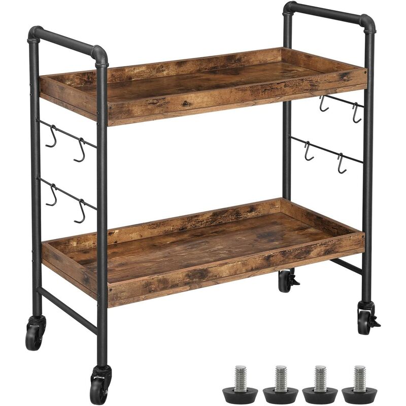 VASAGLE Carro de Cocina Estilo Industrial, Carro Fijo o con Ruedas