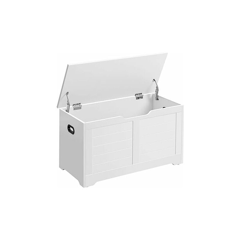 VASAGLE Coffre de Rangement, Banc Chaussures, Meuble pour Entrée, avec 2 Charnières de Sécurité, Style Moderne, 40 x 80 x 46 cm, pour Couloir,