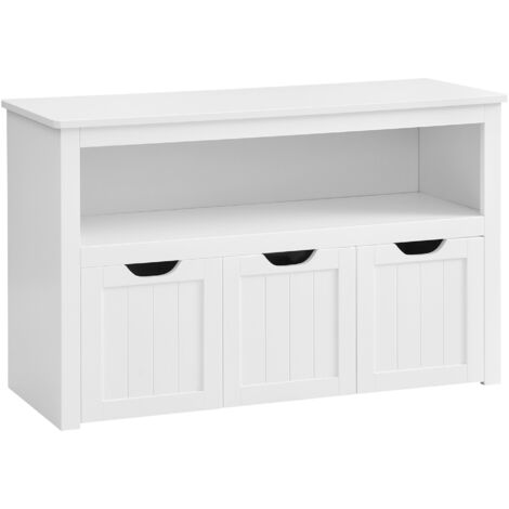 Vasagle – Commode enfant avec roulettes – Meuble de rangement pour jouets 102 x 30 x 60 cm – Panneau MDF blanc – SKU LHS380W01