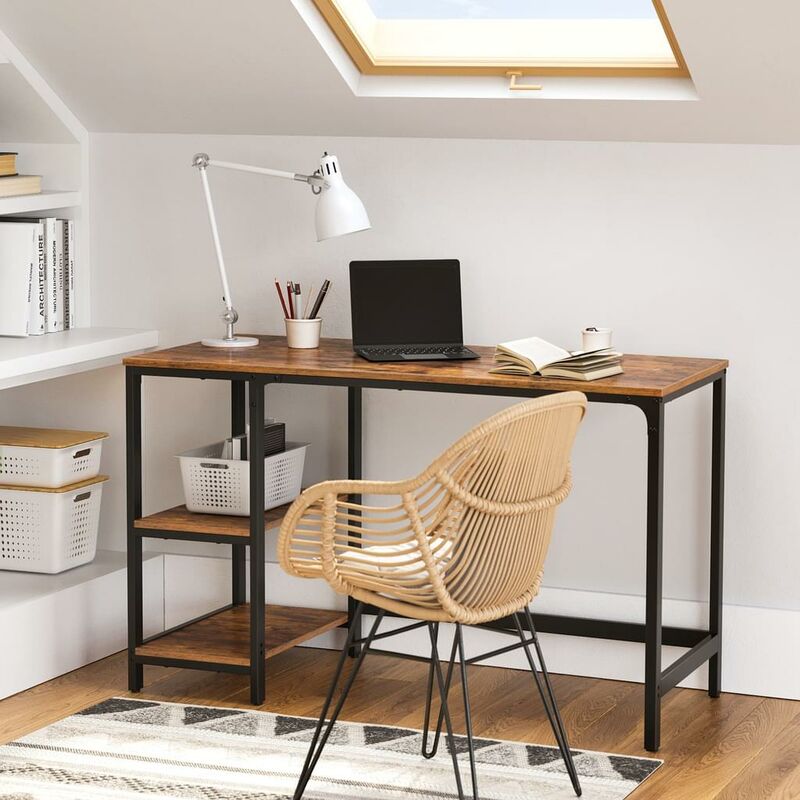 VASAGLE Computer Desk Industrial Design PC 2 Shelves on Right or Left Side Work Table for Office Living Room Lightweight Mounted , Wood composite,