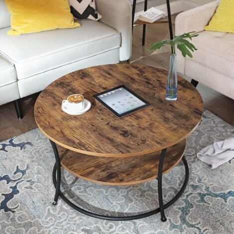 VASAGLE Couchtisch rund, Wohnzimmertisch, Sofatisch mit VASAGLE Rund Couchtisch Wohnzimmertisch Sofatisch mit Ablage