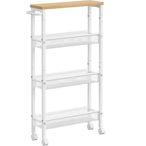 Vasagle – Desserte de cuisine 4 niveaux avec roulettes – Cadre en acier – Dimensions 13 x 45,4 x 77 cm – Capacité 20 kg – Pour petits espaces