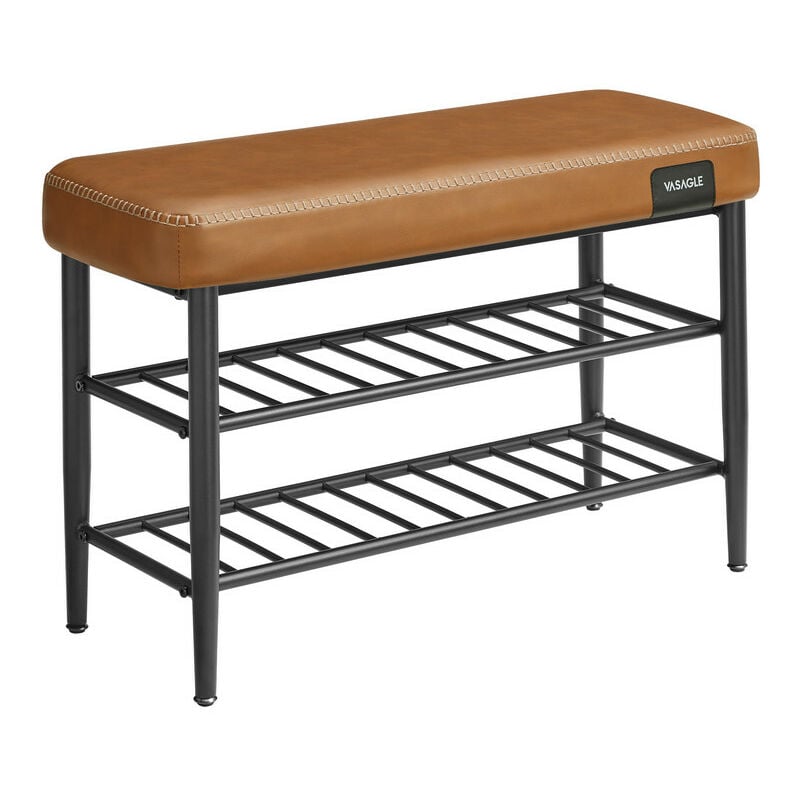 Ekho Collection - Banc à Chaussures, Banc de Rangement, Meuble d'Entrée, pu avec Coutures, Style Moderne Mi-siècle, Charge 135 kg, 30 x 80 x 50 cm,