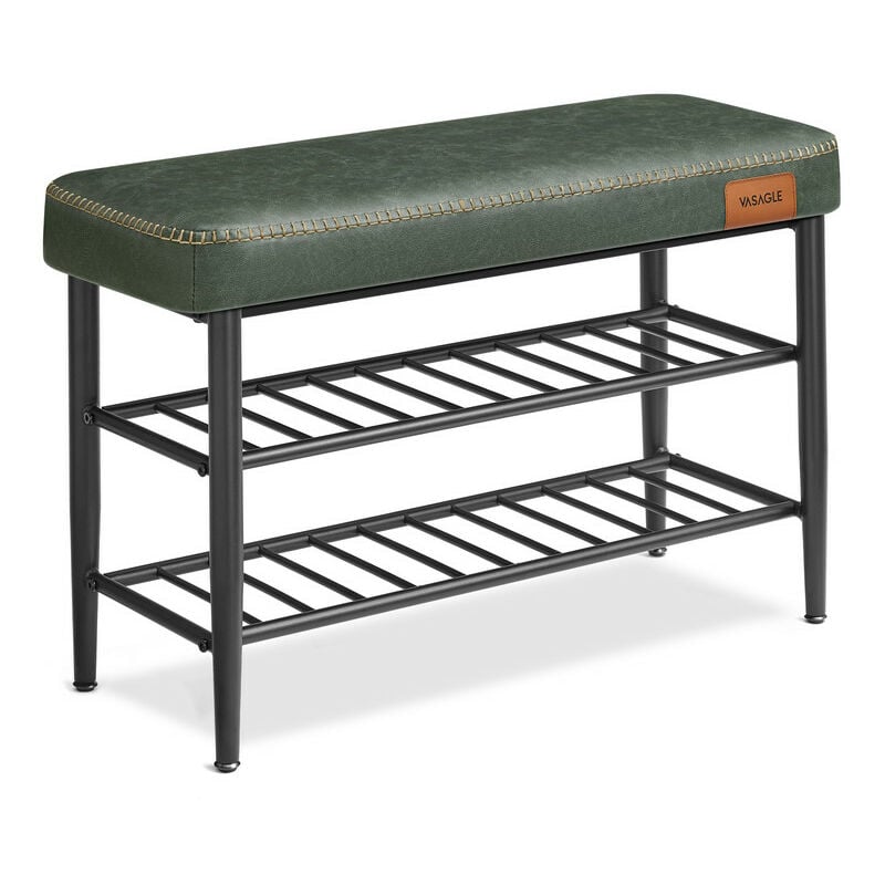 VASAGLE EKHO Collection - Banc à Chaussures, Banc de Rangement, Meuble d’Entrée, PU avec Coutures, Style Moderne Mi-siècle, Charge 135 kg, 30 x 80 x