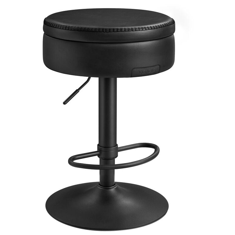 VASAGLE EKHO Collection - Tabouret de Bar Pivotant à 360°, Hauteur Réglable, avec Rangement, PU avec Coutures, Style Moderne Mi-siècle, pour Cuisine,
