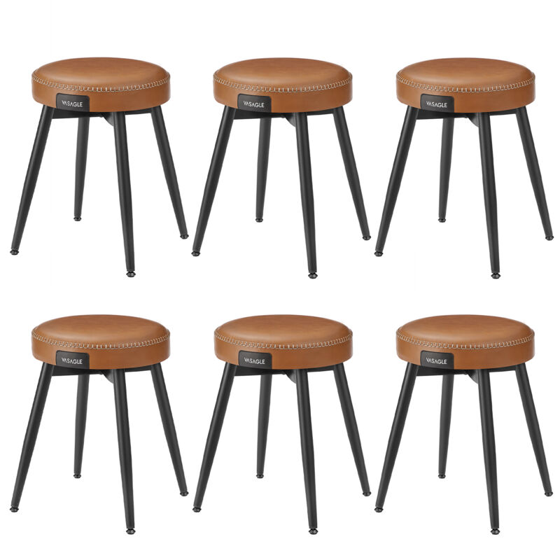 Vasagle - Tabouret de Salle à Manger, Lot de 6, Chaise de Cuisine, Siège Rembourré, pu avec Coutures, Style Moderne Mi-siècle, Hauteur 48,2 cm,