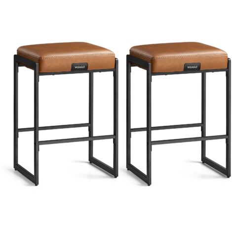 VASAGLE EKHO Collezione - Sgabelli Cucina, Set da 2 Sgabelli da Bar, PU con Cuciture, Moderno di Metà Secolo, Altezza 66 cm, Sala da Pranzo, Facile da Montare, Marrone Caramello LBC086K01