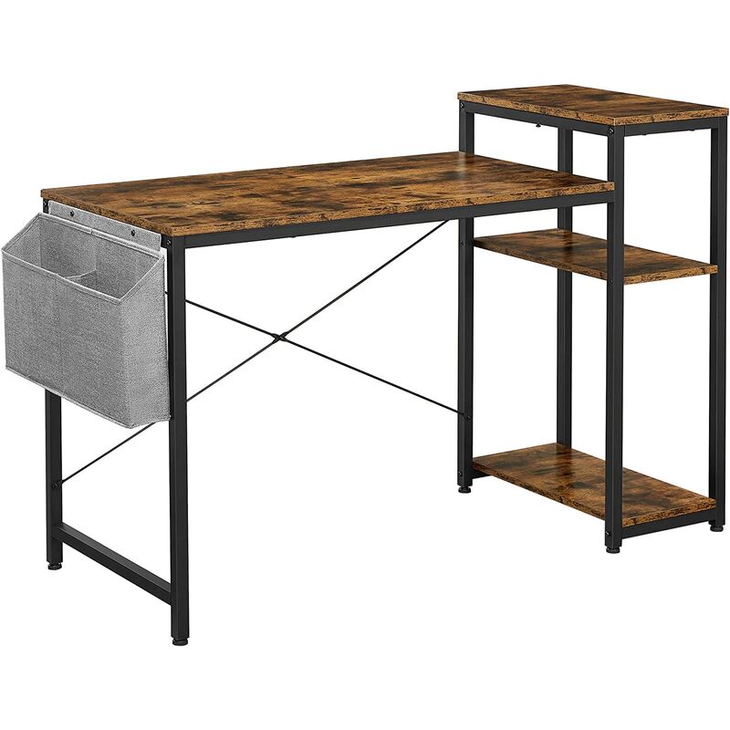 

VASAGLE Escritorio, Mesa de ordenador, Mesa de estudio con estantes, Tablero ajustable, Portadocumentos, 130 x 55 x 90 cm, Estilo industrial, Marrón