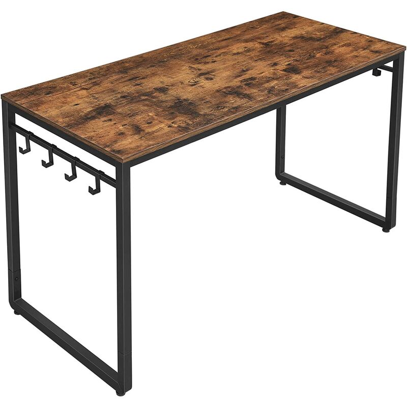 

VASAGLE Escritorio, Mesa de Ordenador, Mesa de Oficina con 8 Ganchos, 140 x 60 x 75 cm, para Estudio, Oficina, Fácil de Montar, Metal, Diseño