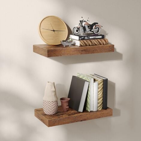 VASAGLE Estante Flotante, Estante de Pared para Libros, Fotos, Decoraciones, 40 x 20 x 3,8 cm, MDF, para salón, Cocina, Pasillo, Dormitorio, baño, Marrón Rústico por SONGMICS