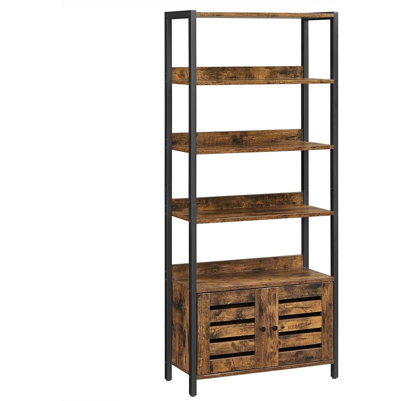 

Songmics - VASAGLE Estantería con Armario, Librería, Estantería almacenaje, Industrial, para Salón, Dormitorio, Cocina, con 2 Puertas persianas y 4