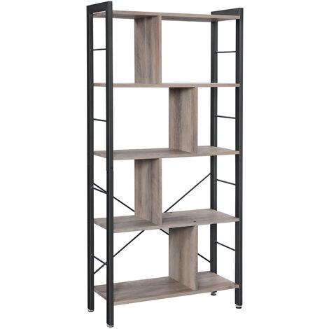 Biblioteca "Oly" - 74 x 30 x 154,5 cm - Marrón rústico/negro