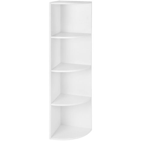 Vasagle – Étagère d'angle autoportante 4 niveaux – Panneau mélamine blanc 30x30x129,5 cm – Charge 15 kg par étagère – Dispositif anti-basculement – LBC42WT