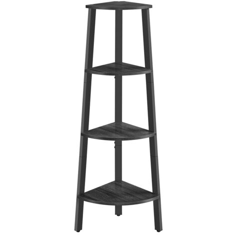 VASAGLE Étagère d'Angle, Bibliothèque 4 Niveaux, Étagère Échelle, Meuble de Rangement, Porte-plante pour Salon, Style Industriel, avec Cadre en Acier, Gris Anthracite et Noir Mat