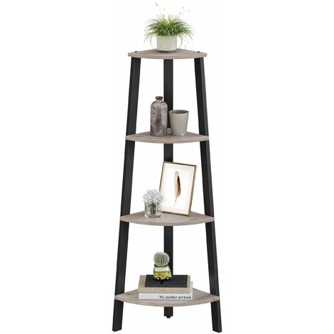 Vasagle – Étagère d'angle vintage 4 niveaux – Structure métal robuste – Dimensions 34x34x125 cm – Capacité 5 kg par niveau – Pour espaces confinés