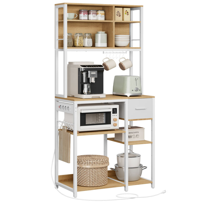 Vasagle – Desserte de cuisine avec multiprise – Bar à café avec tiroir