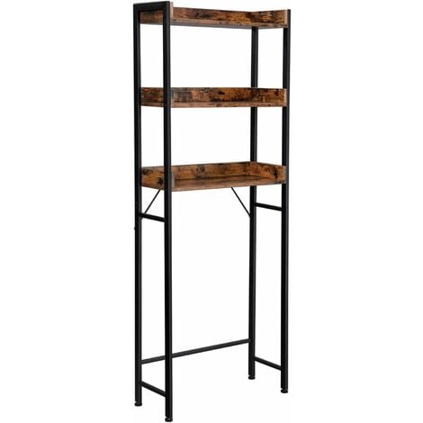 VASAGLE Étagère de Toilettes, Étagère WC, à 3 Niveaux, Étagère de Salle de Bain, Peu encombrante, Facile à Monter, pour buanderie, Style Industriel, Marron Rustique et Noir par SONGMICS BTS002B01