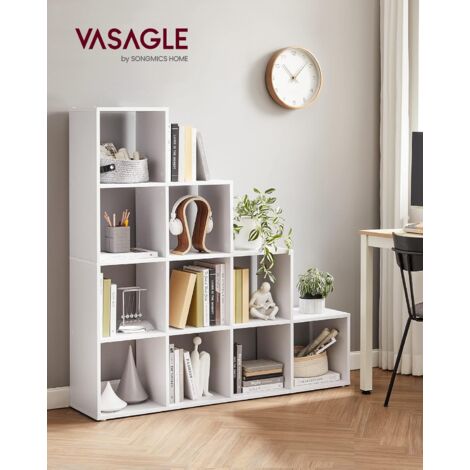 Vasagle – Étagère escalier 10 compartiments – Bibliothèque en panneaux de particules 15mm – Dimensions 129,5 x 29 x 129,5 cm – Dispositif anti-basculement