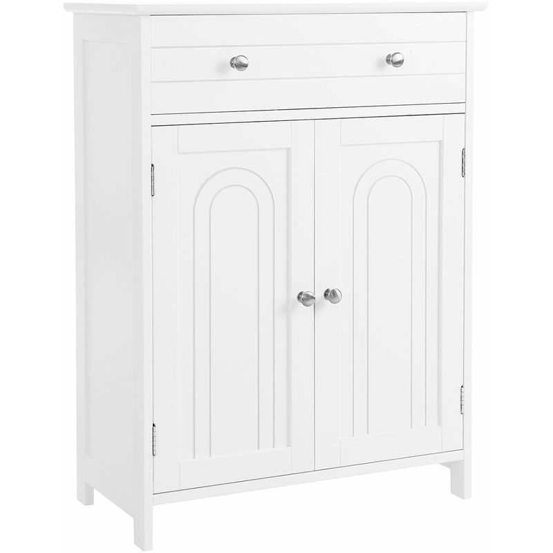 Vasagle Free Standing Bathroom Cabinet With Large Drawer And Adjustable Shelf Country Style Wooden Entryway Storage Cabinet White 60 X 30 X 80cm W X D X H By Songmics Bbc61wt