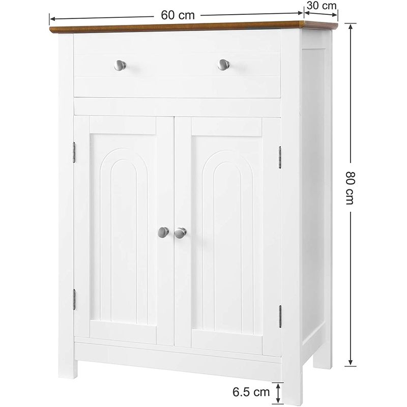 Vasagle Free Standing Bathroom Cabinet With Large Drawer And Adjustable Shelf Country Style Wooden Entryway Storage Cabinet White Brown 60 X 30 X