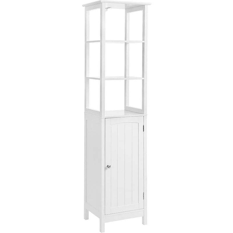 Vasagle Free Standing Tall Cabinet Multifunctional Bathroom Cabinet With 3 Tier Storage Shelf Country Style Wooden Floor Cabinet White 40 X 32 X 160cm W X D X H By Songmics Bbc63wt