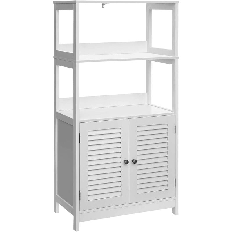 

VASAGLE Gabinete del Baño, Almacenamiento Alto, Estantería con 2 Estantes Abiertos y Puertas Dobles, 60 x 32,5 x 122 cm, para Sala de Estar, Cocina,