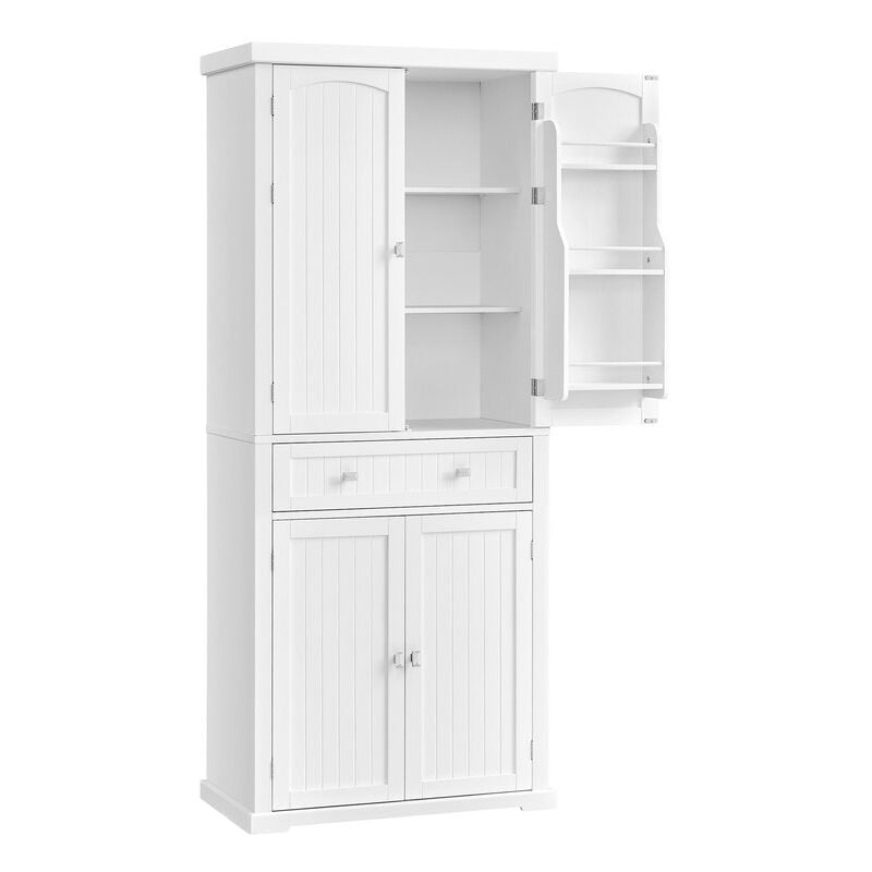 Grand Placard de Cuisine, Meuble de Rangement de 182,1 cm de Haut, Armoire, avec un Tiroir, 4 Planches Réglables, 6 Étagères de Porte, pour Salon,