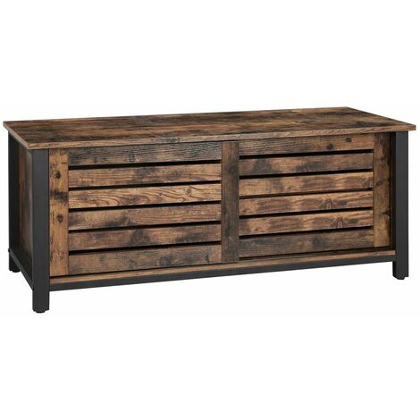 main image of "VASAGLE Industrial TV Stand for TVs up to 48 Inches, TV Cabinet with Sliding Doors and 2 Shelves, Lowboard in Living Room Bedroom Hallway, Iron, 110 x 40 x 45 cm, Rustic Brown by SONGMICS LTV41BX - Rustic Brown"