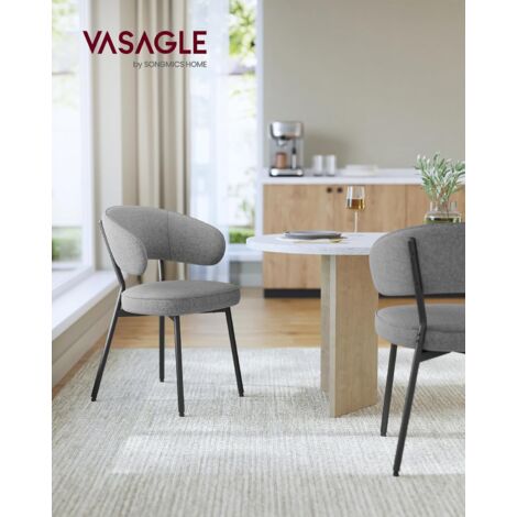 VASAGLE Juego de 2, Sillas de Comedor, Sillas de Cocina, Sillas Tapizadas, Patas de Metal, Estilo Moderno, para Comedor, Cocina, Gris Oscuro