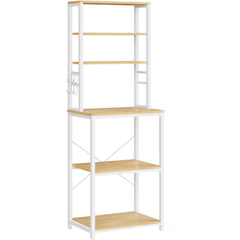 Songmics - tagère de Cuisine, Étagère pour Machine à Café, 6 Étagères et 6 Crochets, pour Four à Micro-Ondes, Cadre en Acier, Style Industriel, 40 x