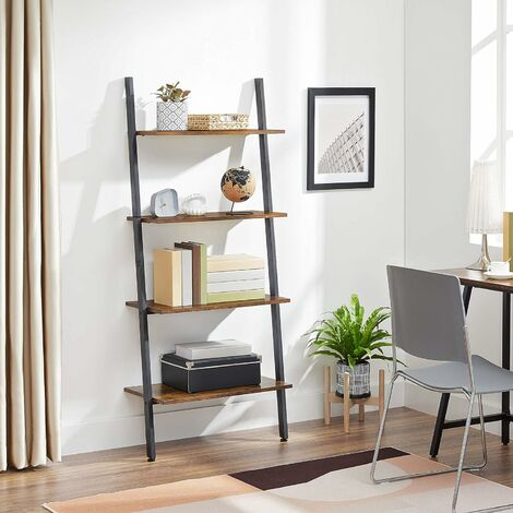Vasagle Ladder Shelf Wall Rack Storage Shelving Unit 4 Tier Industrial Design Decorate Bookcase Living Room Kitchen Office Iron Stable Slanted Dark Brown By Mics Lls43bx - Bookshelf Living Room Storage Vasagle Ladder Shelf Wall Rack Storage Shelving Unit 4 Tier Industrial Design Decorate Bookcase Living Room Kitchen Office Iron Stable Slanted Dark Brown By Mics Lls43bx - Bookshelf Living Room Storage