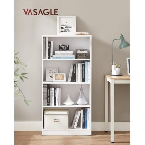 VASAGLE Libreria a 4 Piani con Ripiani Regolabili, Libreria per Bambini e Ufficio Studio Domestico 60 x 24 x 121,5 cm, Bianco