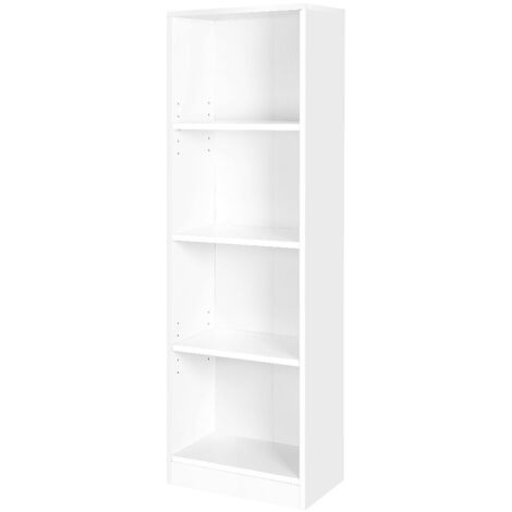 VASAGLE Libreria a 4 Ripiani Regolabili, Scaffale per Bambini, Portaoggetti, Organizzatore per Studio, Ufficio, 40 x 24 x 121,5 cm, Bianco LBC104W