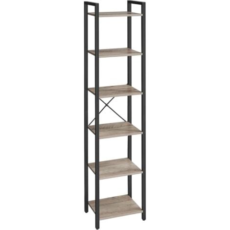 VASAGLE Libreria a 6 Ripiani, Scaffale per Libri, Libreria da Terra, Mensole per Ufficio Studio Soggiorno Camera da Letto Cucina, 40 x 30 x 187,5 cm, Industriale, Greige e Nero da SONGMICS