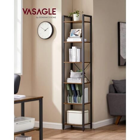 VASAGLE Libreria a 6 Ripiani, Scaffale per Libri, Libreria da Terra, Mensole per Ufficio Studio Soggiorno Camera da Letto Cucina, 40 x 30 x 187,5 cm, Industriale, Marrone Vintage e Nero da SONGMICS