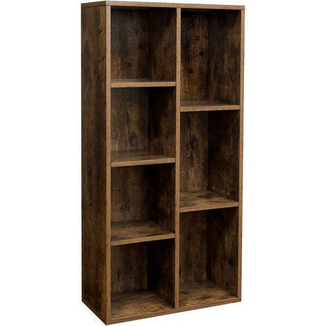 Librería de Madera con 7 Compartimentos Organizador de Archivos, Estantería de pie para Libros y TV, Estante de Almacenamiento, 50 x 24 x 106cm