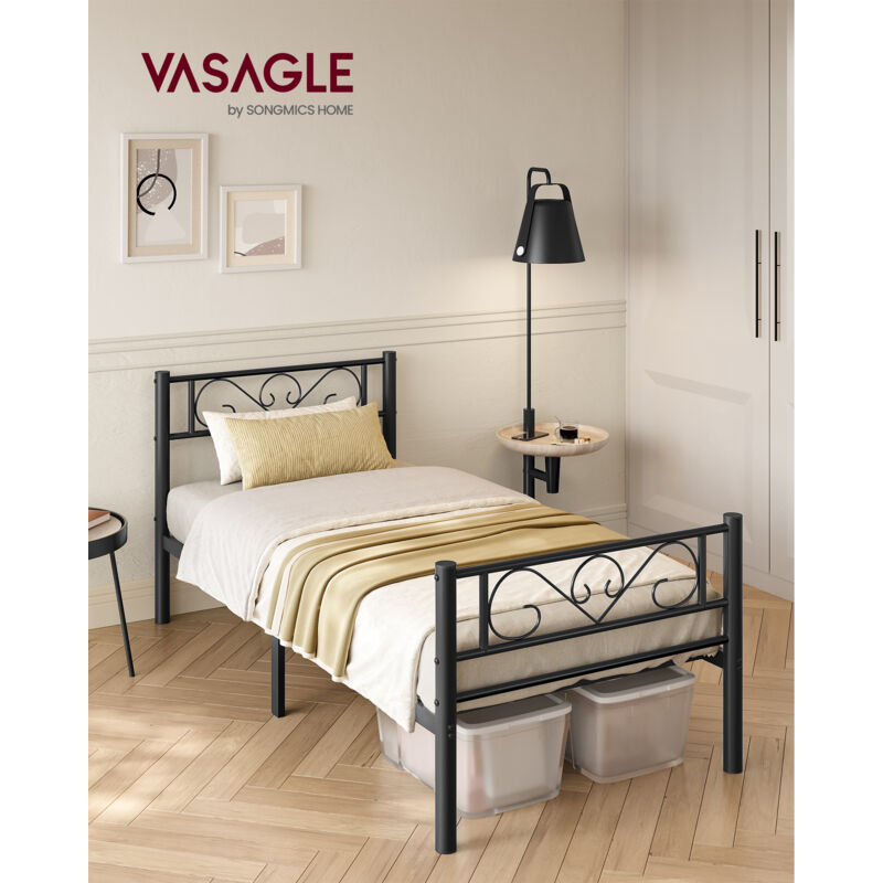 Vasagle - Cadre de Lit 90 x 190 avec Sommier Métal