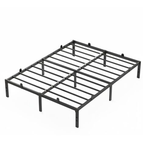 Vasagle – Lit double 140 x 190 avec rangement sous le sommier – Cadre métallique – Montage rapide – Design moderne noir – Capacité de charge 500 kg