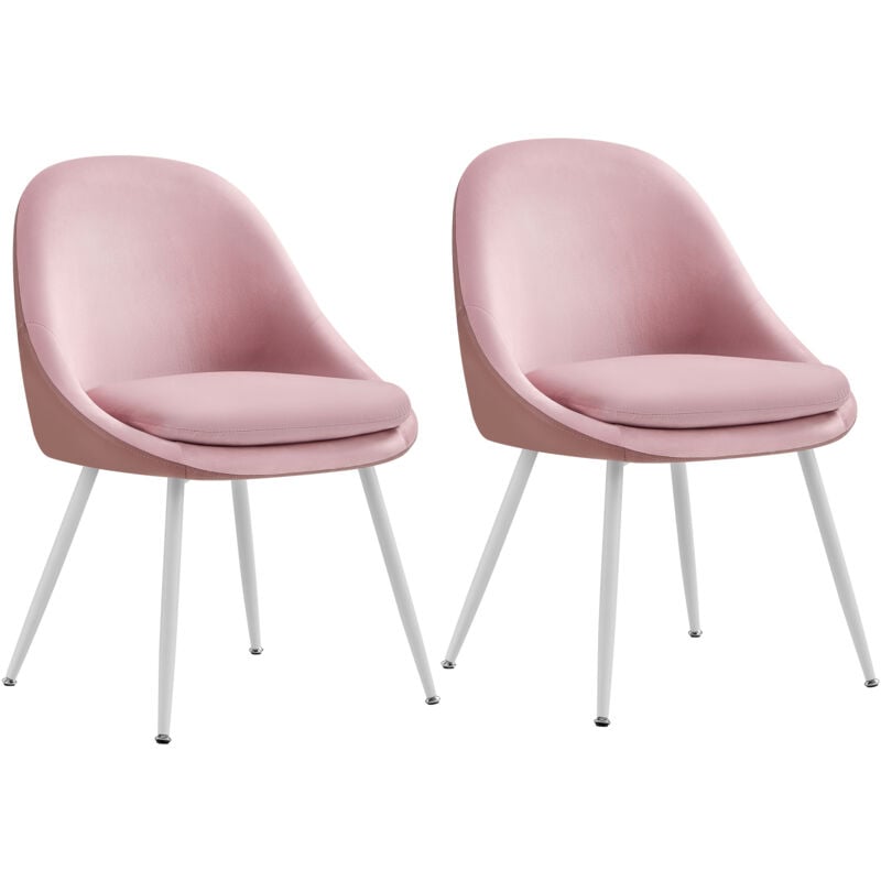 Vasagle - Lot de 2 Chaises Salle à Manger, Supportant Jusqu'à 120 kg, Coussin Rembourré 5,5 cm d'Épaisseur, Pieds Évasés, pour Bureau, Salon, Rose