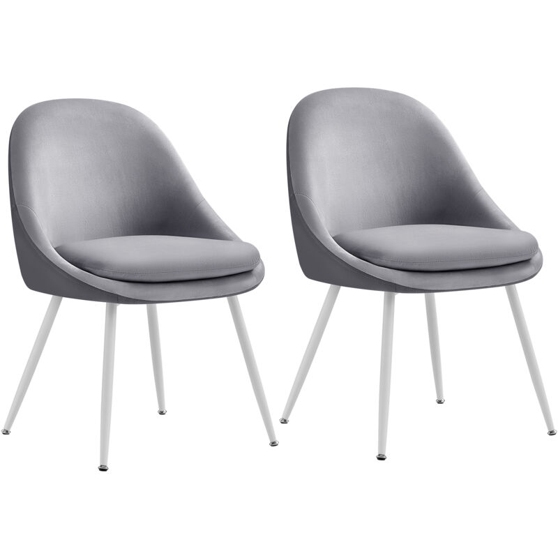 Vasagle - Lot de 2 Chaises Salle à Manger, Supportant Jusqu'à 120 kg, Coussin Rembourré 5,5 cm d'Épaisseur, Pieds Évasés, pour Bureau, Salon, Gris