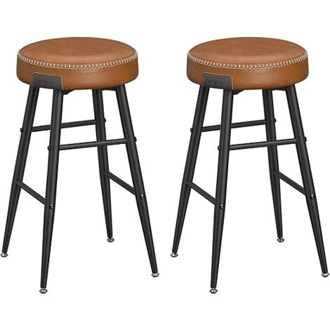 Vasagle – Lot de 2 tabourets de bar en PU marron caramel – Hauteur assise 63 cm – Montage facile – Conception robuste pour usage quotidien