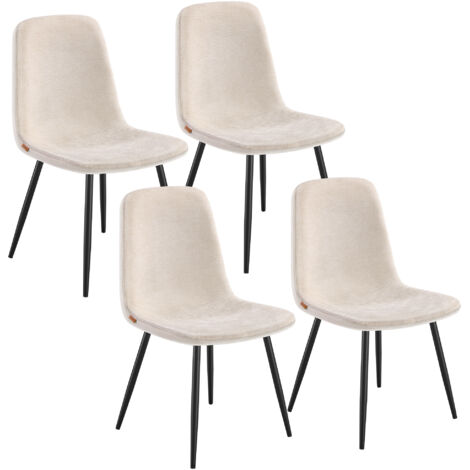 Vasagle – Lot de 4 chaises de salle à manger – Tissu chenille doux et PU texturé glacé – Pieds réglables – Capacité 120 kg – Montage rapide en 5 min