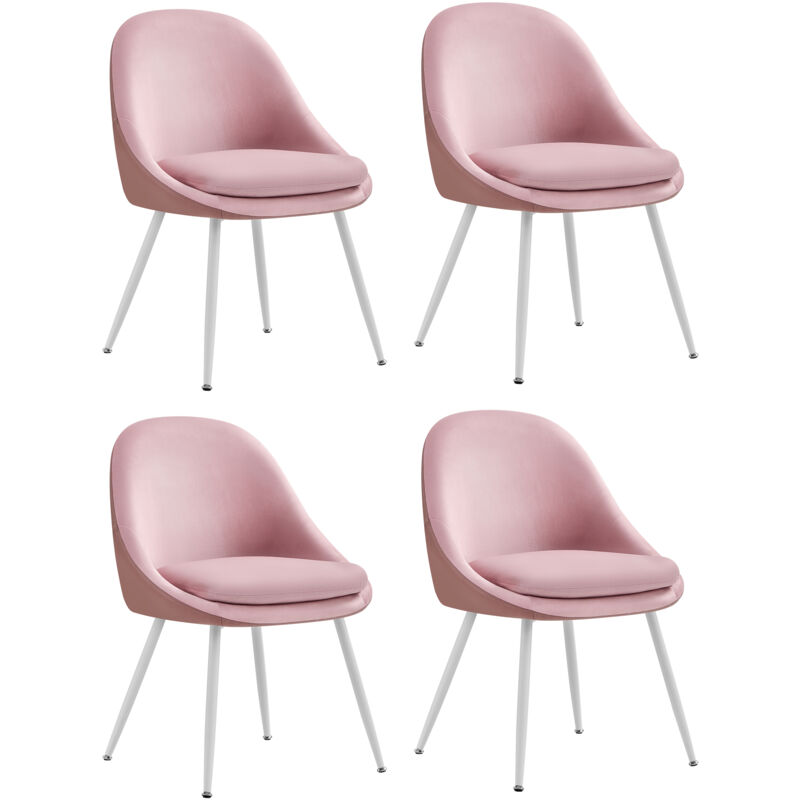Vasagle - Lot de 4 Chaises Salle à Manger, Supportant Jusqu'à 120 kg, Coussin Rembourré 5,5 cm d'Épaisseur, Pieds Évasés, pour Bureau, Salon, Rose