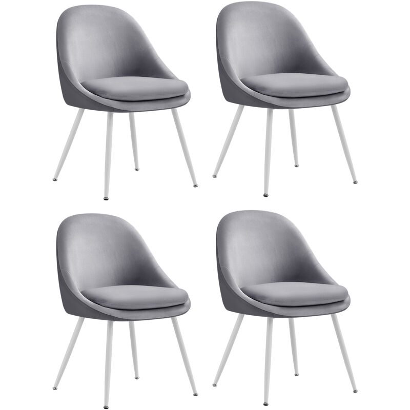 Vasagle - Lot de 4 Chaises Salle à Manger, Supportant Jusqu'à 120 kg, Coussin Rembourré 5,5 cm d'Épaisseur, Pieds Évasés, pour Bureau, Salon, Gris