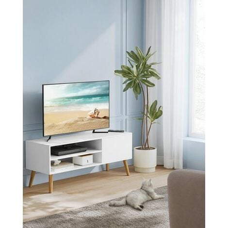 VASAGLE Lowboard Fernsehtisch, 120cm lange, Fernseher bis zu 55 Zoll - Weiß