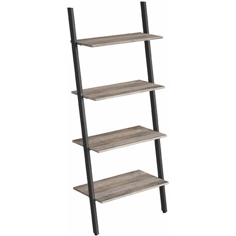 VASAGLE Mensola in Piedi, Legno in Lega di Acciaio, Greige e Nero, 4-Tier