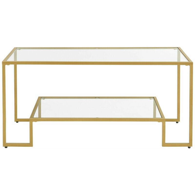 

VASAGLE Mesa de centro de cristal, Mesa de café con almacenamiento, para salón, Superficie de cristal templado, Marco de acero, 100 x 55 x 45 cm,