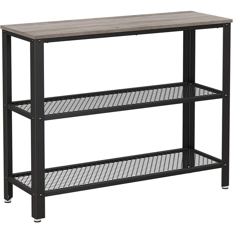 

VASAGLE Mesa de Consola de Estuilo Industrial, Mesa para Pasillo con 2 Estantes de Malla, Mesa para Salón, 101,5 x 35 x 80 cm, Acero, Greige y Negro