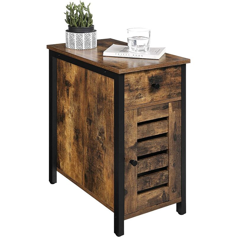 VASAGLE Mesa Lateral con Cajón, Mesa de Extremo Estrecho de 30 cm para