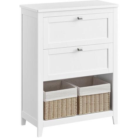 Vasagle – Meuble bas de salle de bain 2 tiroirs – Séparateur réglable – 2 paniers – Dimensions 30 x 60 x 80 cm – Panneau MDF blanc nuage
